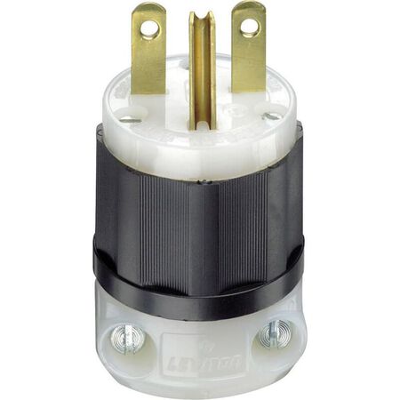 Leviton Industrial Nylon Ground/Straight Blade Plug 6-15P 18-10 AWG 2 Pole 3 Wire