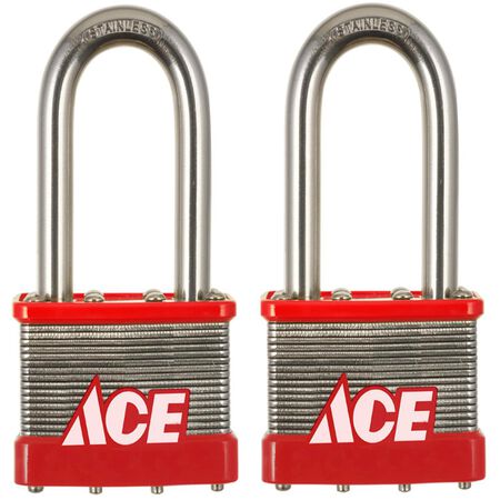 Ace 1.5 in. H X 2 in. W Stainless Steel 4-Pin Cylinder Padlock