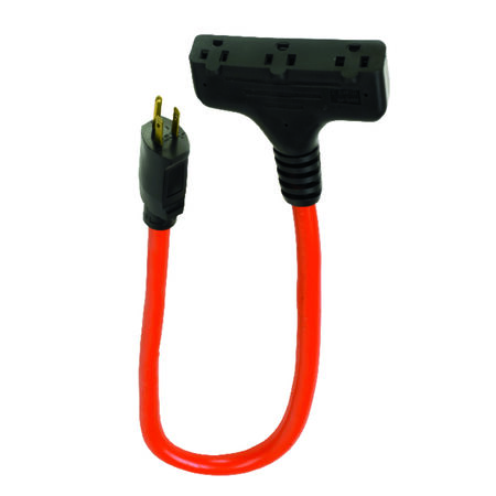 Ace Indoor and Outdoor Triple Outlet Cord 12/3 SJTW 10 ft. L Orange
