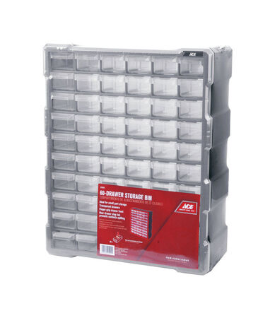 Ace 15 in. W X 19 in. H Storage Organizer Plastic 60 compartments Gray