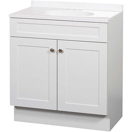 Zenith 30-1/2"W X 18-1/2"D X 35-1/4"H White Vanity Combo Shaker Door
