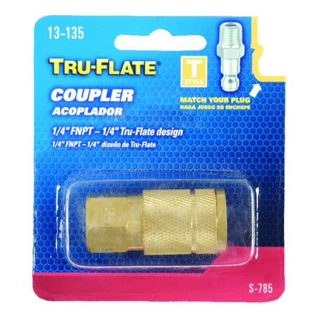 Tru-Flate Brass Quick Change Coupler 1/4 in. FPT 1 pc