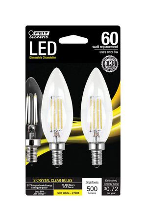FEIT Electric LED Bulb 6 watts 500 lumens 2700 K Decorative Blunt Tip Soft White 60 watts equiv