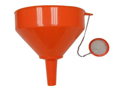 King Kooker 8" Plastic Cooking Oil Funnel with Attached Reusable Stainless Steel Mesh Filter