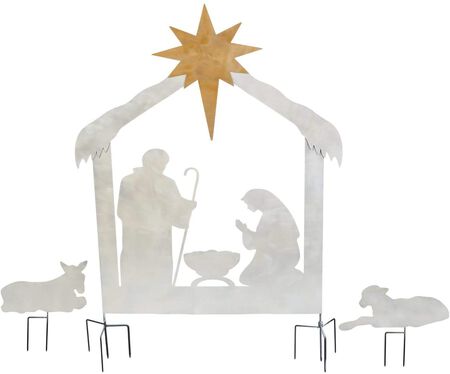 New Creative Christmas Nativity Scene, Laser Cut Metal Yard Decor