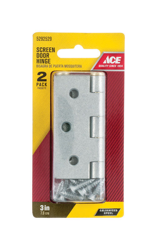 Ace Screen/Storm Door Hinge 3 in. L Galvanized Silver 2 pk Galvanized Surface mount Stine Home