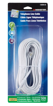 Monster Cable 50 ft. L White Modular Telephone Line Cable