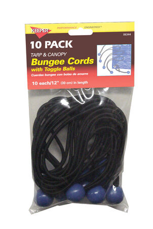 Keeper Black/Blue Bungee Ball Cord 12 in. L X 0.1565 in. 10 pk