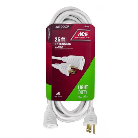 Ace Indoor or Outdoor 25 ft. L White Extension Cord 16/3 SJTWA
