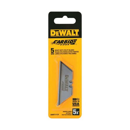 DeWalt Carbide Edge Steel Heavy Duty Utility Blade 2-1/2 in. L 5 pc