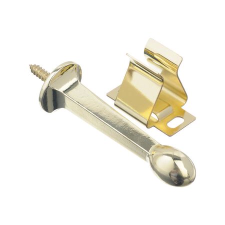 Ace 3 in. W Metal Bright Gold Rigid Door Stop w/Holder Mounts to door and wall 5/32 in.
