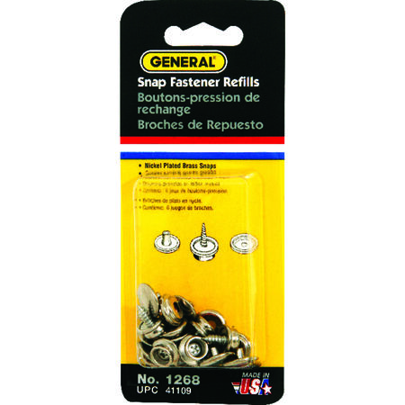 General 3/8 in. D Brass Screw Snap Fastener Refill 6 pk