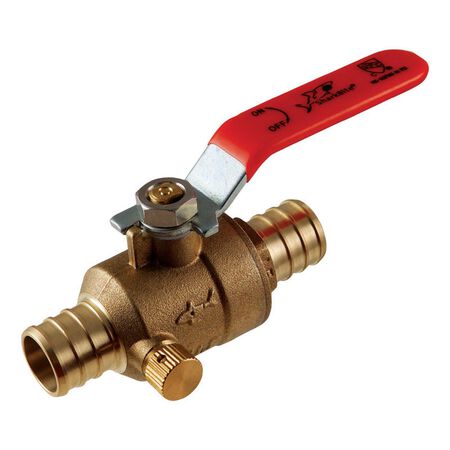 SharkBite 3/4 in. Brass Crimp Ball Valve with Drain Full Port Lever For Potable Water