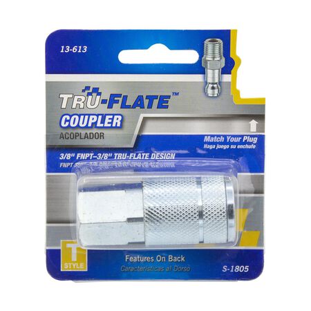 Tru-Flate Steel Air Coupler 3/8 Female 1 pc