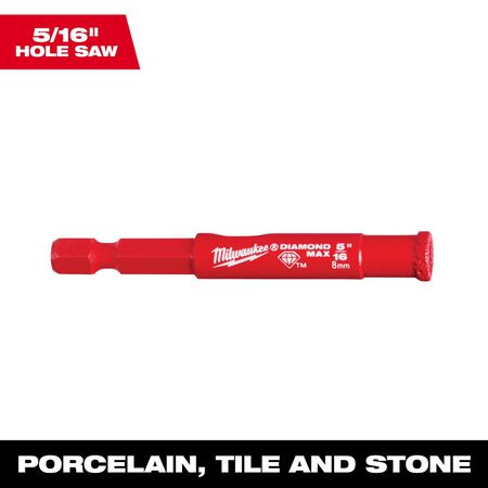 Milwaukee Diamond Max 5/16 in. Diamond Grit Glass, Porcelain, Tile, and Stone Hole Saw 1 pc