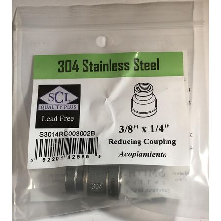 Smith-Cooper 3/8 in. FPT X 1/4 in. D FPT Stainless Steel Reducing Coupling