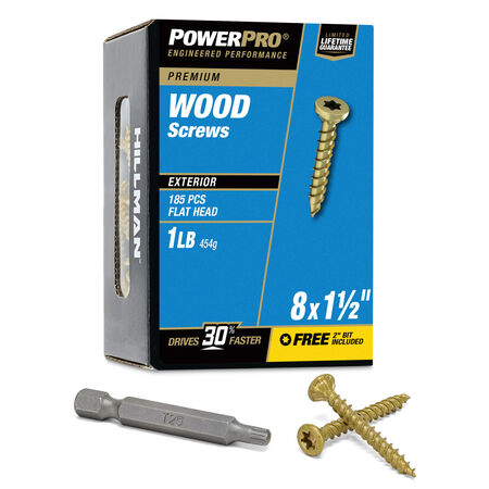Power Pro Premium Exterior Wood Screws (#8 x 1-1/2 in.) - 185 pc