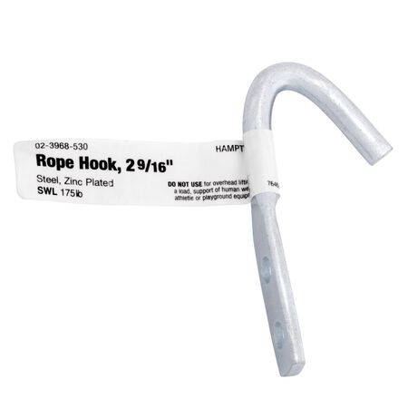 Hampton Small Zinc-Plated Silver Steel 2.5625 in. L Rope Binding Hook 175 lb 1 pk