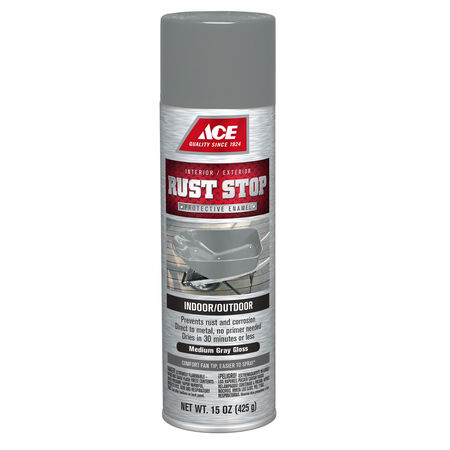 Ace Rust Stop Gloss Medium Gray Protective Enamel Spray Paint 15 oz