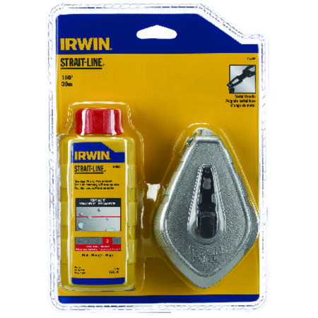 Irwin Strait-Line 4 oz Red Twisted Chalk and Reel Set 100 ft. White