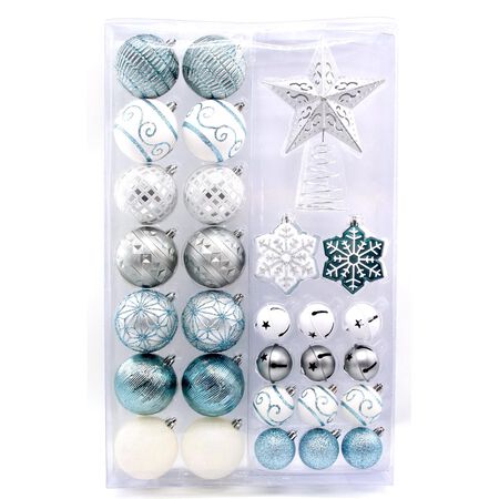 Celebrations Blue/White Frosty Christmas Ornaments 3 in.