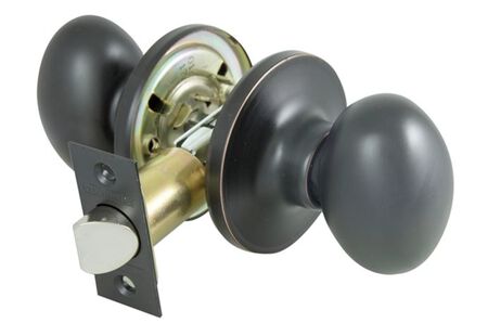 ProSource TYLX730V-PS Passage Knob, Metal, Aged Bronze, 2-3/8, 2-3/4 in Backset, 1-3/4 to 1-3/8 in Thick Door