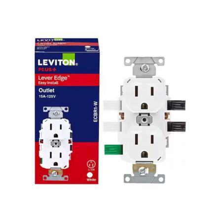 Leviton Lever Edge 15 amps 125 V White Outlet 1 Pack