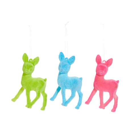 HJ Ornament 4 in. Deer Flocked