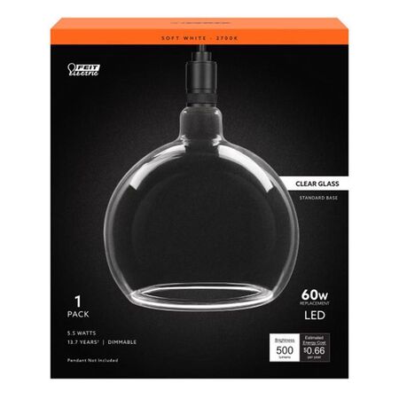 Feit G63 E26 (Medium) Filament LED Bulb Soft White 60 Watt Equivalence 1 Pack