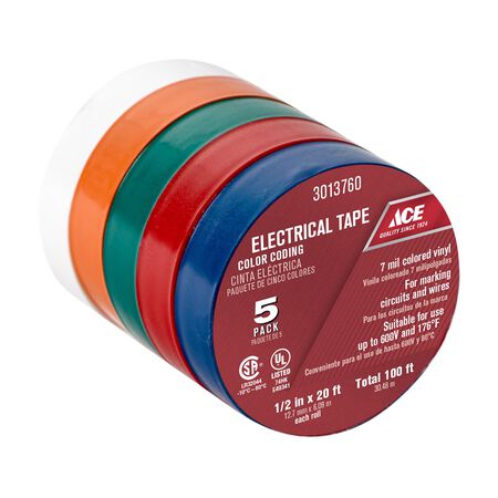 Ace 0.5 in. W X 20 ft. L Assorted Vinyl Electrical Tape