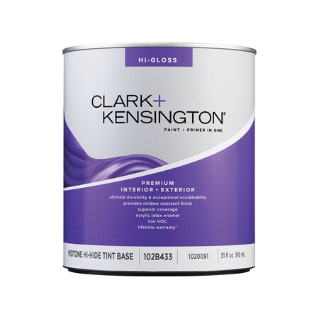 Clark+Kensington High-Gloss Tint Base Mid-Tone Base Premium Paint Exterior and Interior 1 qt