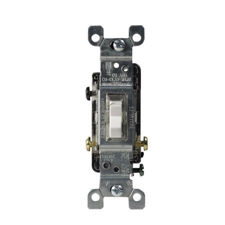 Leviton Illuminated 15 amps Single Pole Toggle Switch White 1 pk