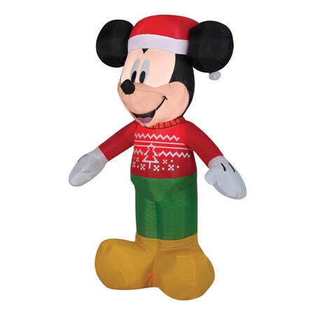 Gemmy Disney LED Clear Mickey Mouse in Christmas Sweater 42.13 in. Inflatable