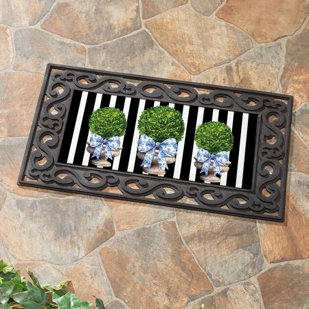 Evergreen Topiary With Bow Sassafras Switch Mat