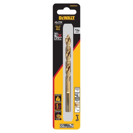 DeWalt 3/8 in. X 5 in. L Cobalt Steel Pilot Point Drill Bit Round Shank 1 pc