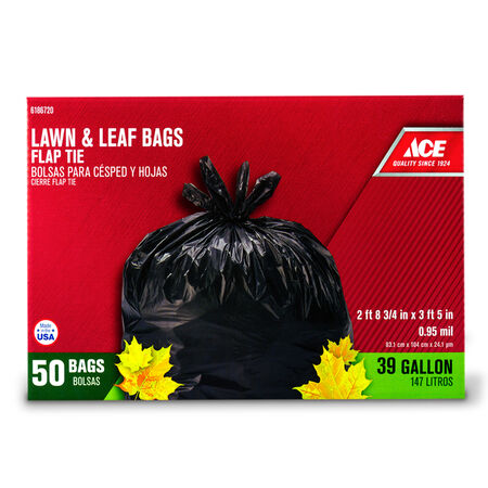 Ace 39 gal Lawn & Leaf Bags Flap Tie 50 pk