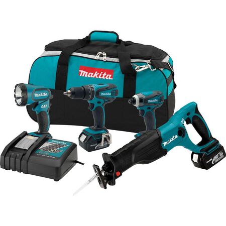 Makita LXT 4 pc. Cordless Combo Kit Lithium-Ion 18 volts 2 300 rpm