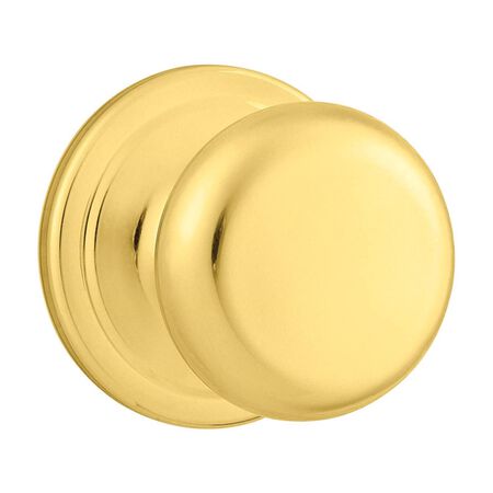 Kwikset Juno Polished Brass Passage Door Knob 1-3/4 in.