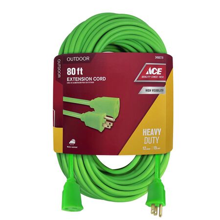 Ace Outdoor 80 ft. L Neon Green Extension Cord 12/3 SJTW