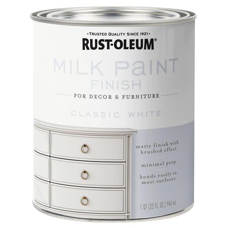 Rust-Oleum Matte Classic White Water-Based Acrylic Milk Paint 1 qt