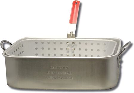 Aluminum 15 Quart Rectangular Fry Pan with Basket