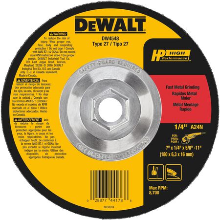 DeWalt High Performance 7 in. D X 5/8 in. Metal Grinding Wheel