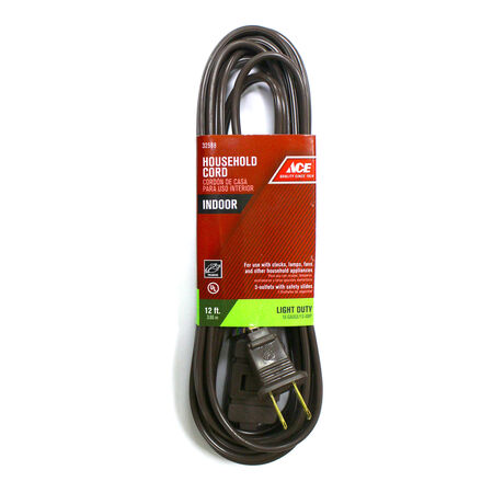 Ace Indoor 12 ft. L Brown Extension Cord 16/2 SPT-2