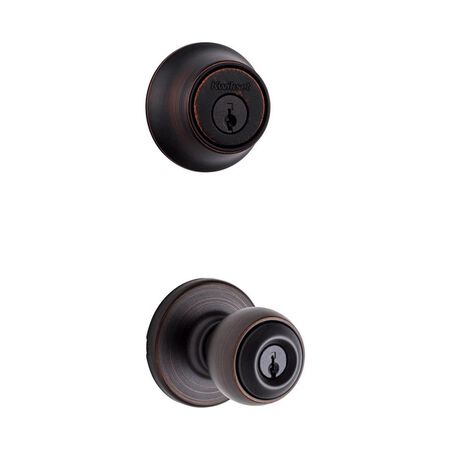 Kwikset Polo Venetian Bronze Deadbolt and Passage Door Knob 1-3/4 in.