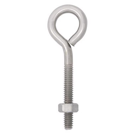 Hampton 1/4 in. X 3 in. L Stainless Stainless Steel Eyebolt Nut Included