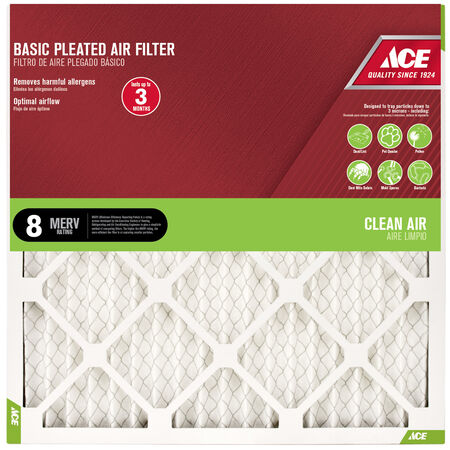 Ace 16 in. W X 16 in. H X 1 in. D Cotton 8 MERV Pleated Air Filter 1 pk