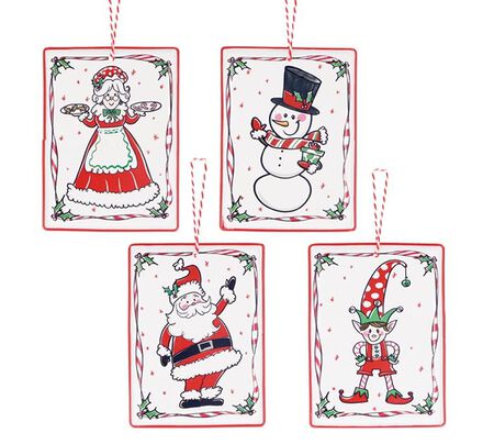 HOLIDAY JOLLIES ASTD TIN CHRISTMAS CHARACTER ORNAMENTS