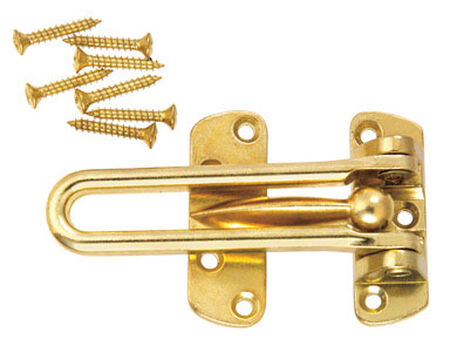 Ace Swingbar Door Guard 4-1/8 in. Bright Brass For Exterior Doors to Allow Security While Allowing D