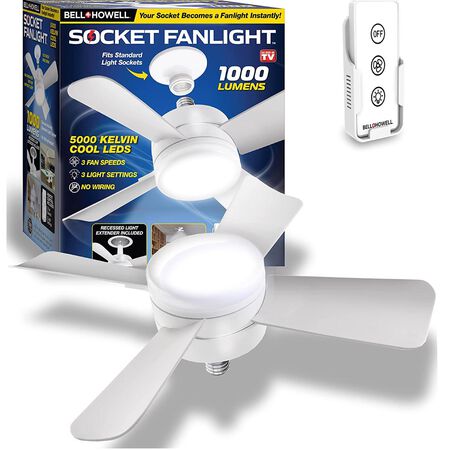 Bell & Howell 6 in. Matte White LED Indoor Socket Fanlight