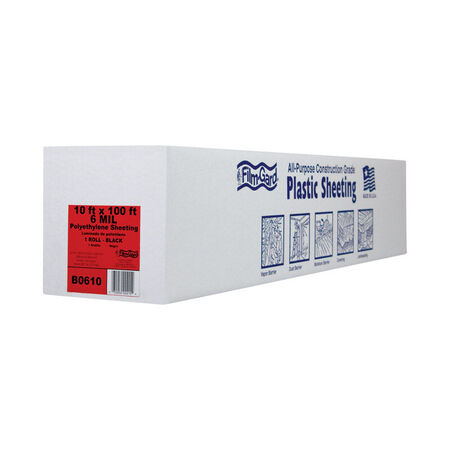 Film-Gard Plastic Sheeting 6 Mil x 10in. W x 100' L Polyethylene Black 1 Pack